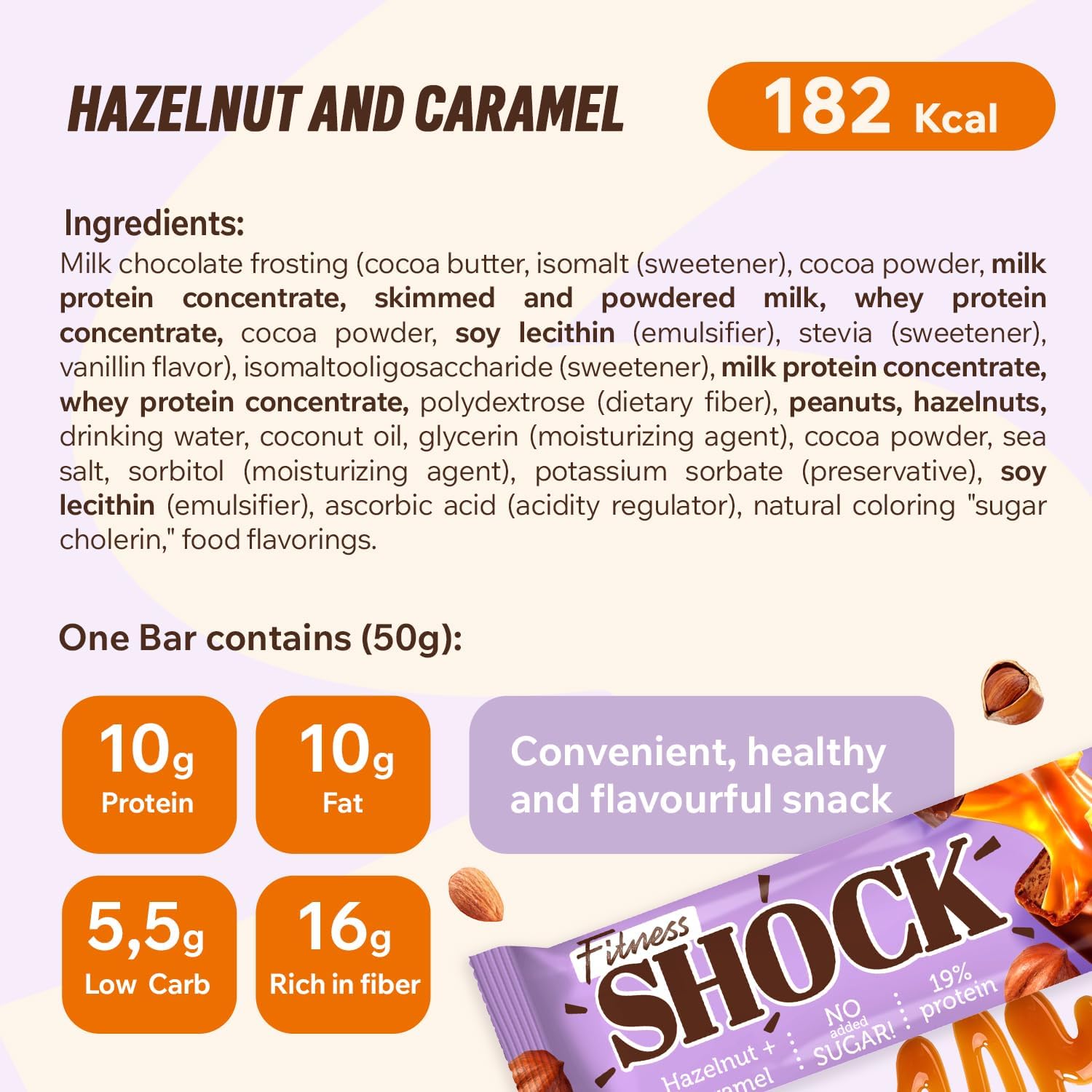 Fitness SHOCK Protein Bar – Hazelnut & Caramel