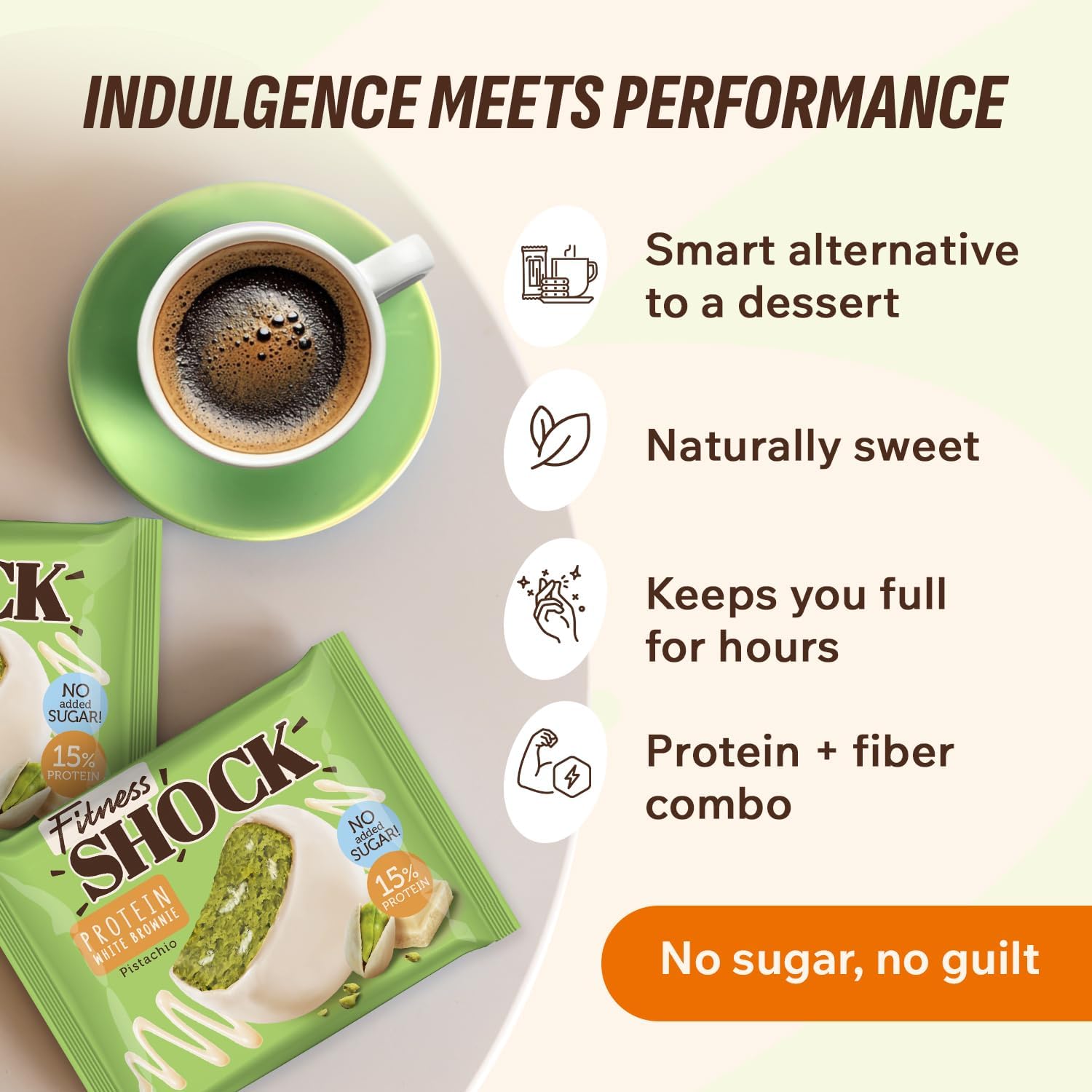 Fitness SHOCK Brownie “White Chocolate & Pistachio”