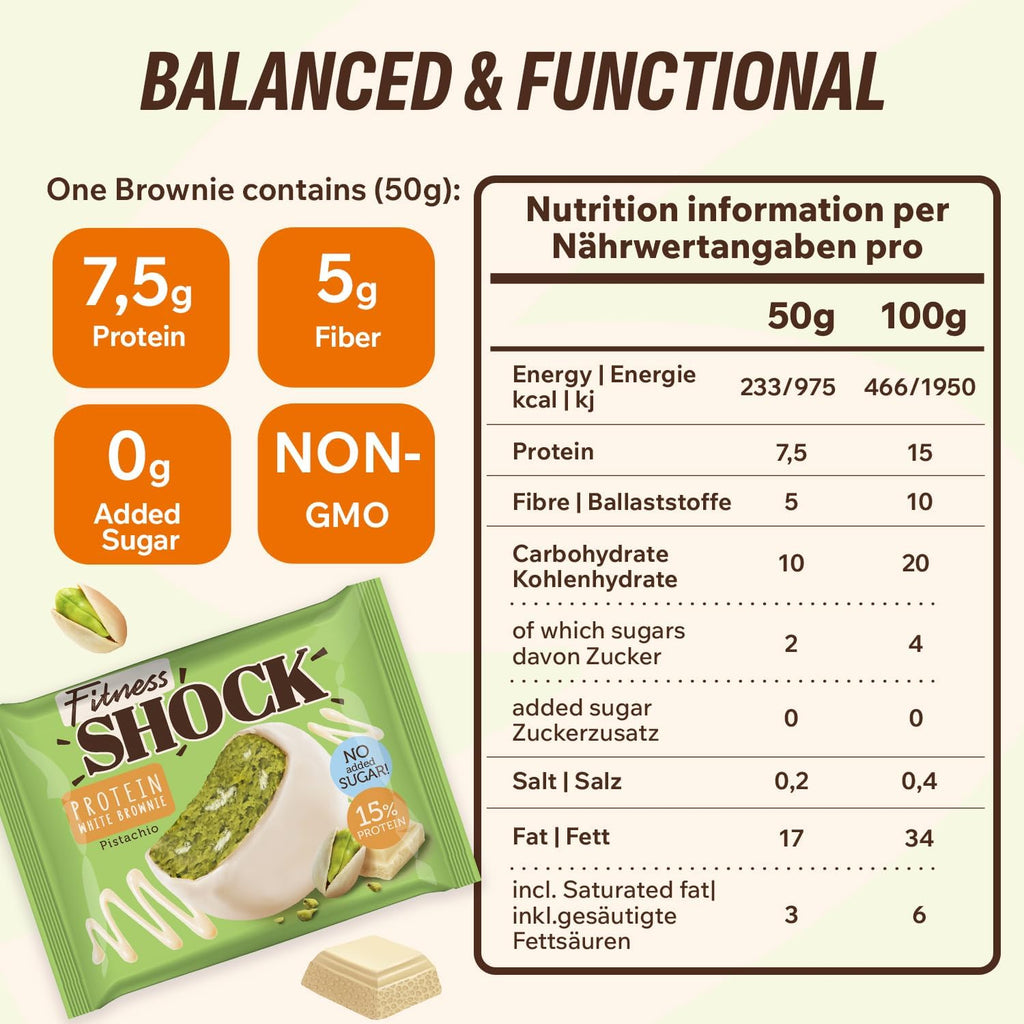 Fitness SHOCK Brownie “White Chocolate & Pistachio”