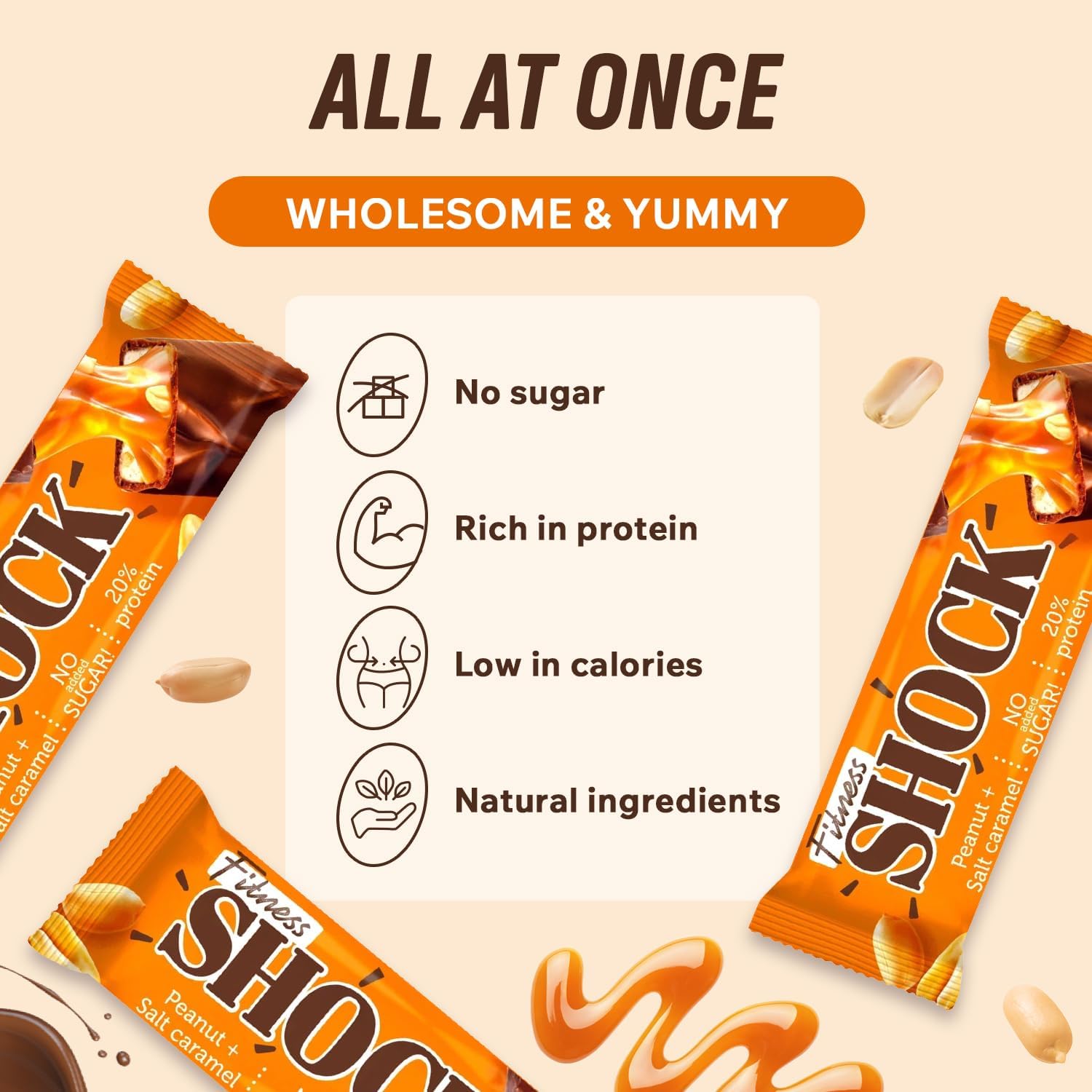 Fitness SHOCK Protein Bar – Peanut & Salted Caramel