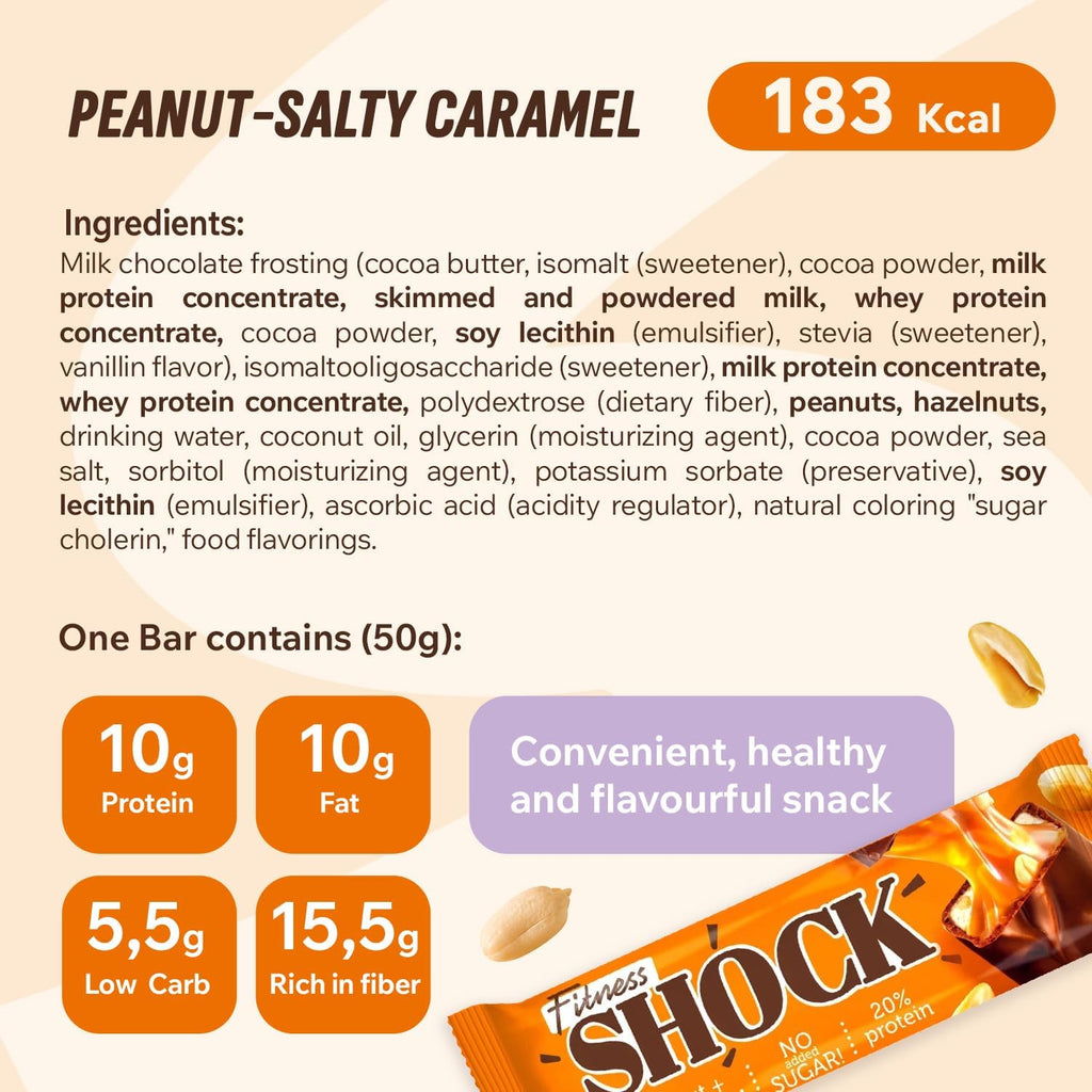 Fitness SHOCK Protein Bar – Peanut & Salted Caramel